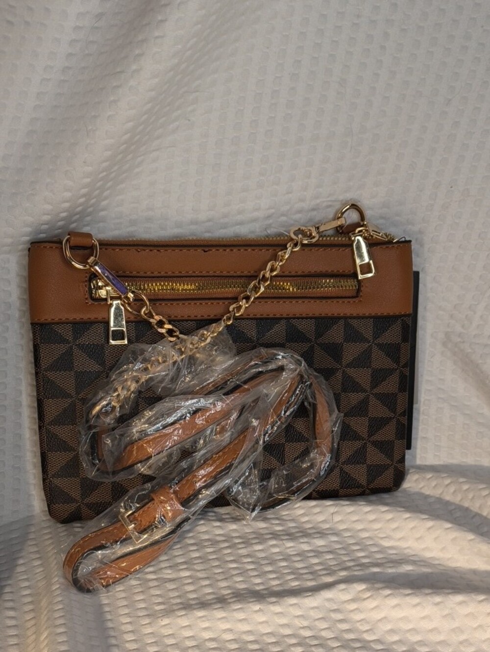 Atrie Brown Patterned Crossbody Bag NWT - Picture 4 of 10